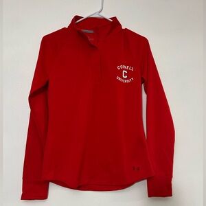 Cornell Red Long Sleeve Under Armour Loose Fit Polo Pull Over Womens Small EUC